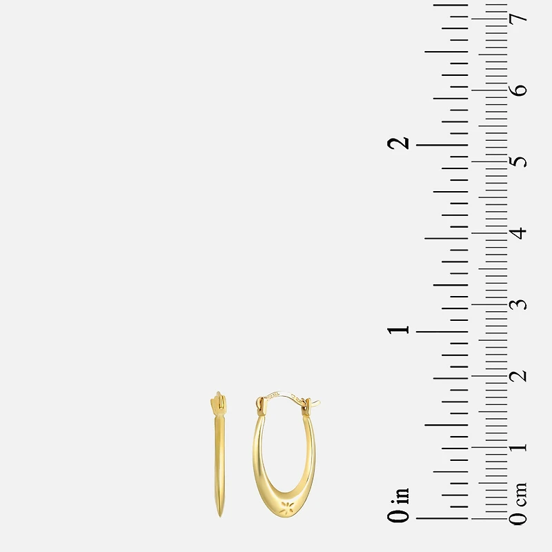 Womens 10K Gold 14.5mm Oval Hoop Earrings