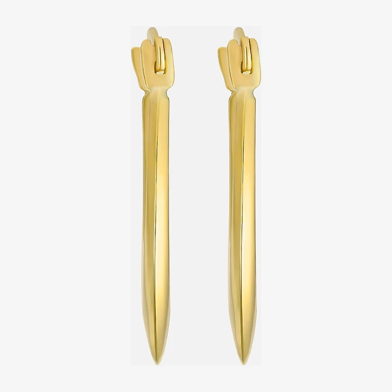 Womens 10K Gold 14.5mm Oval Hoop Earrings