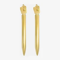 Womens 10K Gold 14.5mm Oval Hoop Earrings