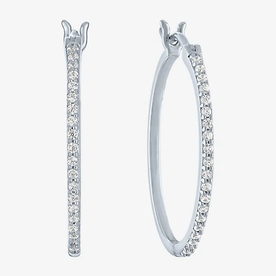 (I1-I2/ G-H) Womens 1/4 CT. T.W. Lab Grown White Diamond Sterling Silver 23.4mm Hoop Earrings