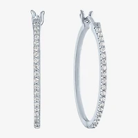(I1-I2/ G-H) Womens 1/4 CT. T.W. Lab Grown White Diamond Sterling Silver 23.4mm Hoop Earrings