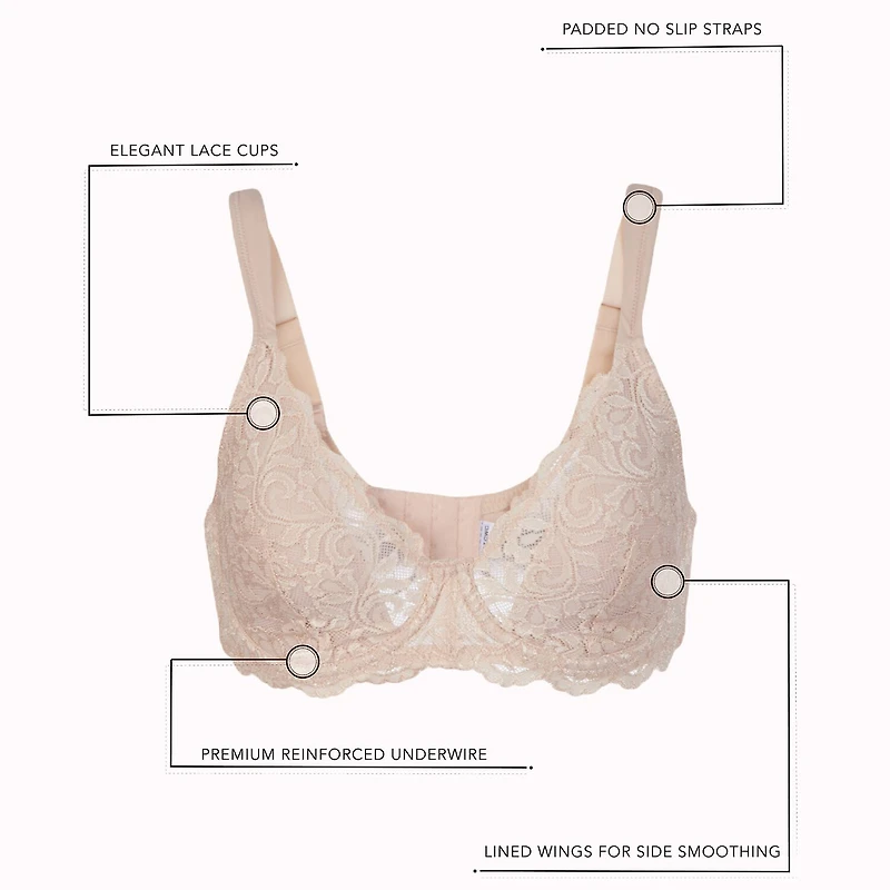 Leading Lady® Scalloped Lace Underwire Full Figure Bra- 5044