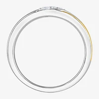 (G / Si1-Si2) Mens 1/5 CT. Lab Grown White Diamond 14K Gold Over Silver 3-Stone Wedding Band