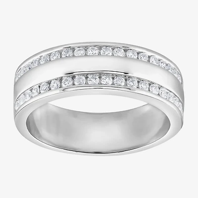 (G / Si1-Si2) Mens 3/4 CT. T.W. Lab Grown White Diamond Sterling Silver Wedding Band