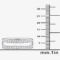 (G / Si1-Si2) Mens 3/4 CT. T.W. Lab Grown White Diamond Sterling Silver Wedding Band