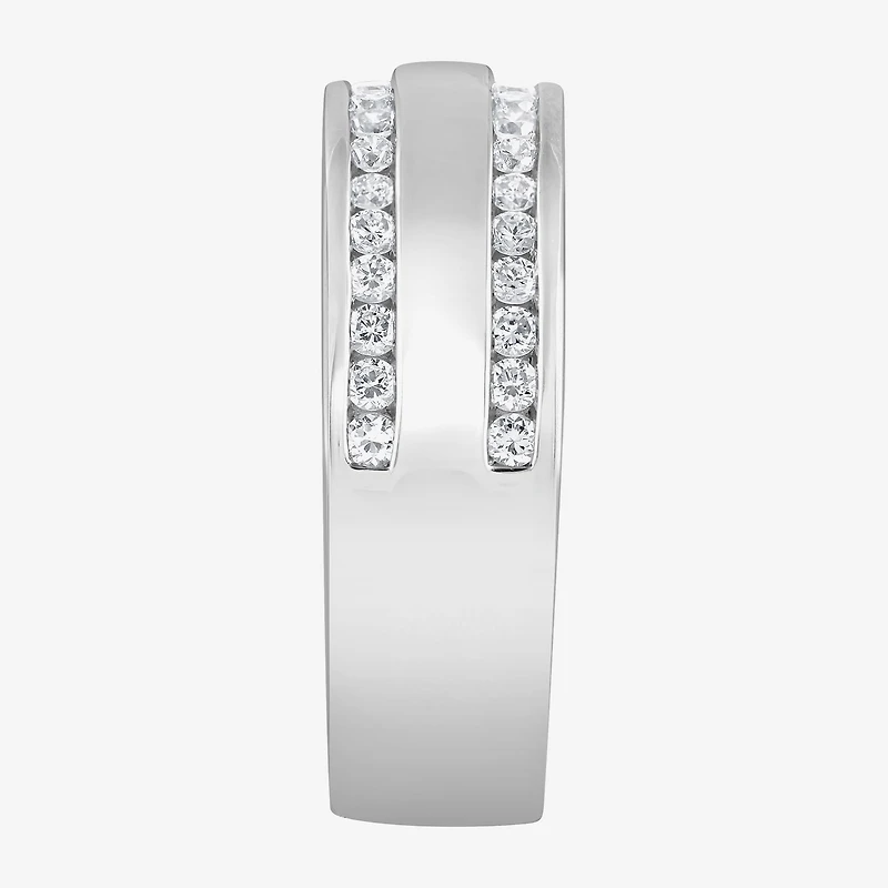 (G / Si1-Si2) Mens 3/4 CT. T.W. Lab Grown White Diamond Sterling Silver Wedding Band