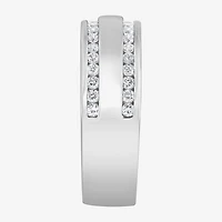 (G / Si1-Si2) Mens 3/4 CT. T.W. Lab Grown White Diamond Sterling Silver Wedding Band