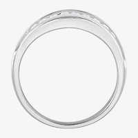 (G / Si1-Si2) Mens 1/2 CT. T.W. Lab Grown White Diamond Sterling Silver Anniversary Wedding Band