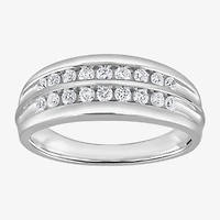 (G / Si1-Si2) Mens 1/2 CT. T.W. Lab Grown White Diamond Sterling Silver Anniversary Wedding Band