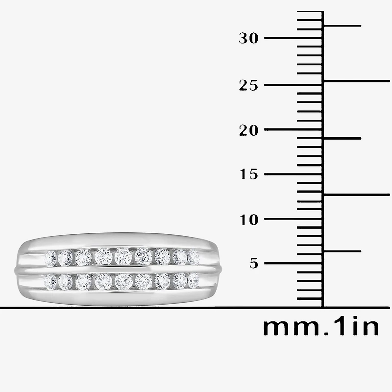 (G / Si1-Si2) Mens 1/2 CT. T.W. Lab Grown White Diamond Sterling Silver Anniversary Wedding Band