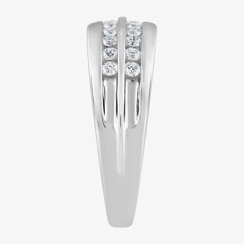 (G / Si1-Si2) Mens 1/2 CT. T.W. Lab Grown White Diamond Sterling Silver Anniversary Wedding Band