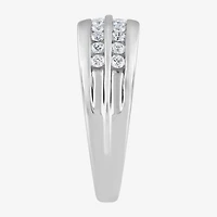 (G / Si1-Si2) Mens 1/2 CT. T.W. Lab Grown White Diamond Sterling Silver Anniversary Wedding Band