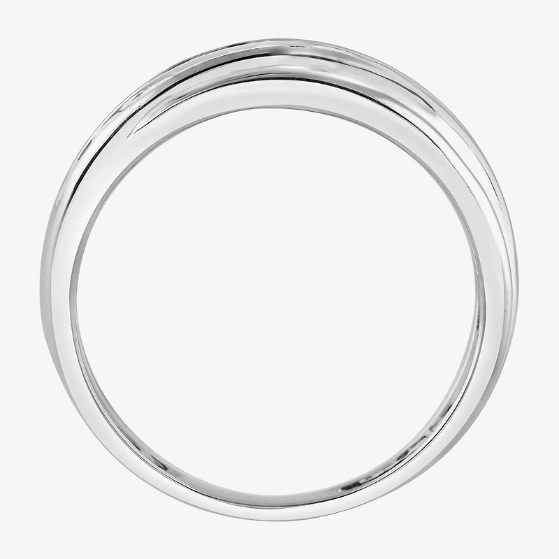 (G / Si1-Si2) Mens 1 CT. T.W. Lab Grown White Diamond Sterling Silver Wedding Band