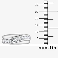 (G / Si1-Si2) Mens 1 CT. T.W. Lab Grown White Diamond Sterling Silver Wedding Band