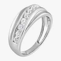 (G / Si1-Si2) Mens 1 CT. T.W. Lab Grown White Diamond Sterling Silver Wedding Band