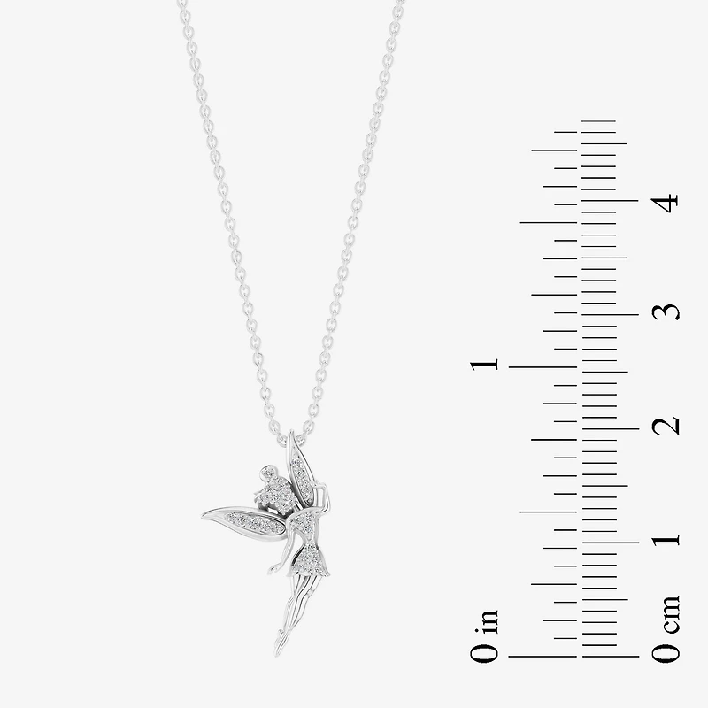 Enchanted Disney Fine Jewelry Womens 1/8 CT. T.W. Natural White Diamond Sterling Silver 18 Inch Pendant Necklace