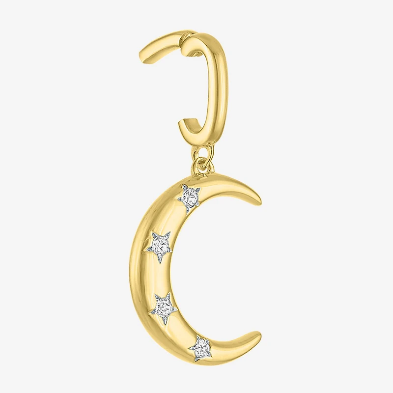 Charmed by Diamond Addiction Accent Moon (G-H / Si2- I1) White 14K Gold Over Silver Charm