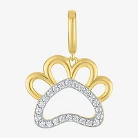 Charmed by Diamond Addiction 1/10 CT. T.W. Paw Print (G-H / Si2- I1) White 14K Gold Over Silver Charm