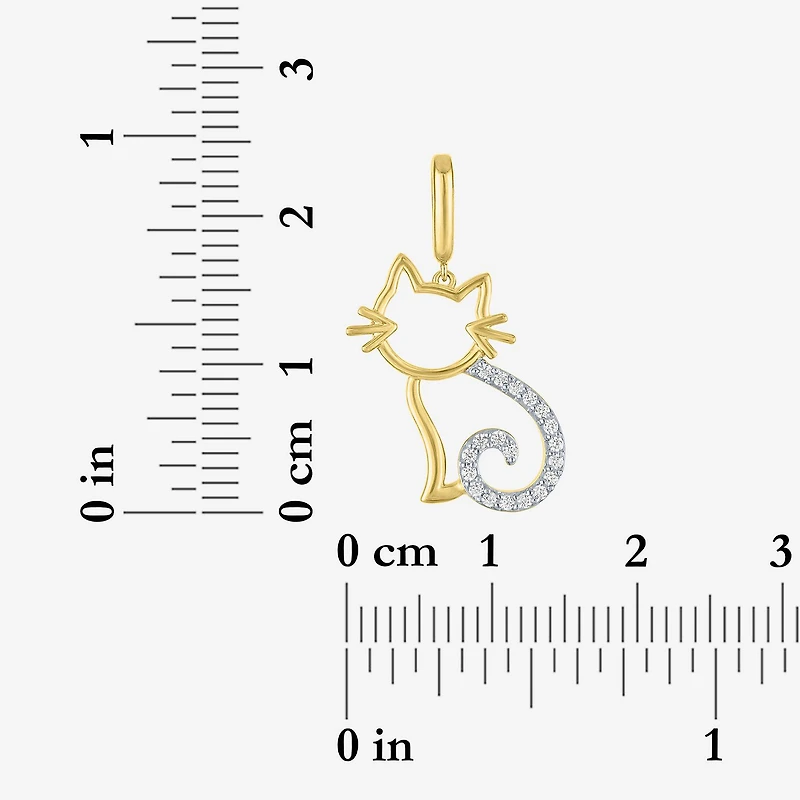 Charmed by Diamond Addiction 1/10 CT. T.W. Cat (G-H / Si2- I1) White 14K Gold Over Silver Charm
