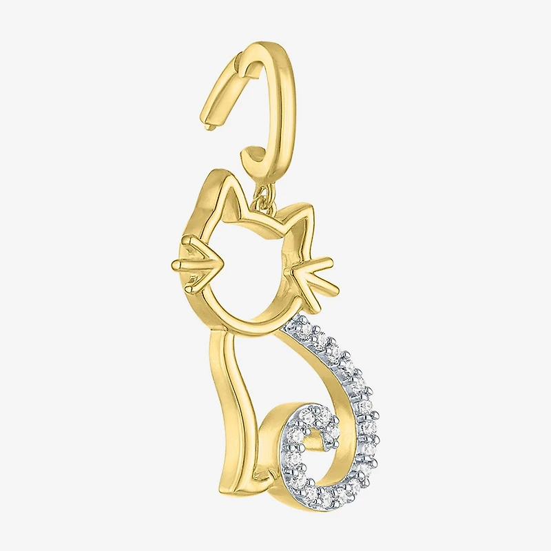 Charmed by Diamond Addiction 1/10 CT. T.W. Cat (G-H / Si2- I1) White 14K Gold Over Silver Charm