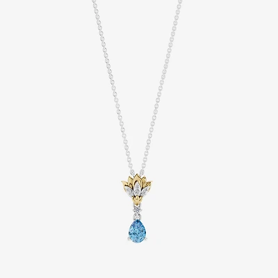 Enchanted Disney Fine Jewelry Womens Diamond Accent Genuine Blue Topaz 14K Gold Over Silver 18 Inch Pendant Necklace