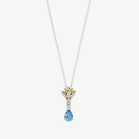 Enchanted Disney Fine Jewelry Womens Diamond Accent Genuine Blue Topaz 14K Gold Over Silver 18 Inch Pendant Necklace