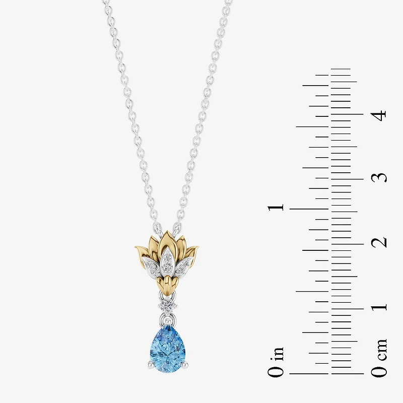 Enchanted Disney Fine Jewelry Womens Diamond Accent Genuine Blue Topaz 14K Gold Over Silver 18 Inch Pendant Necklace