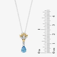 Enchanted Disney Fine Jewelry Womens Diamond Accent Genuine Blue Topaz 14K Gold Over Silver 18 Inch Pendant Necklace