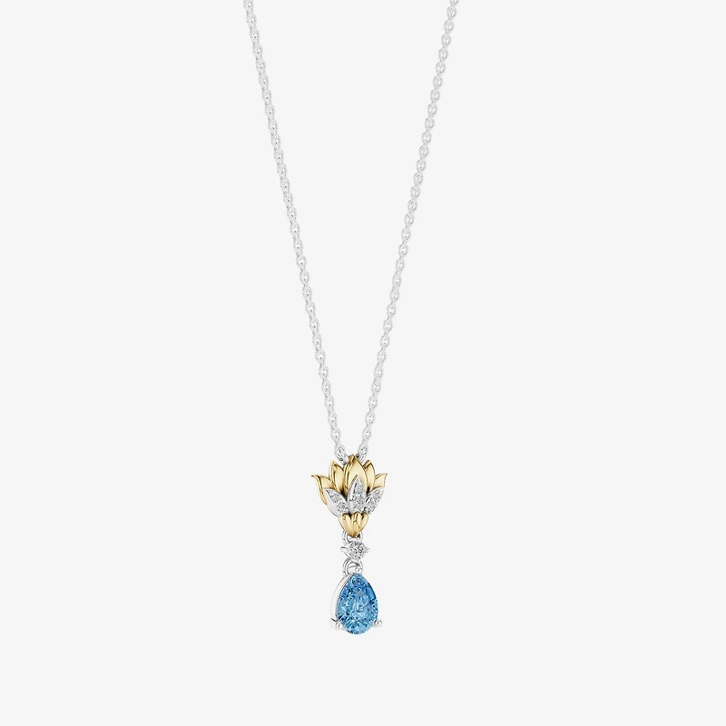 Enchanted Disney Fine Jewelry Womens Diamond Accent Genuine Blue Topaz 14K Gold Over Silver 18 Inch Pendant Necklace
