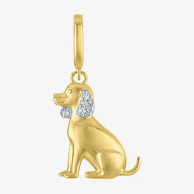 Charmed by Diamond Addiction Accent Dog (G-H / Si2- I1) White 14K Gold Over Silver Charm