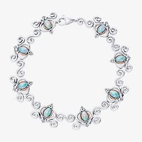 Womens 1/10 CT. T.W. Lab Created White Opal 14K Rose Gold Over Silver Sterling Silver Cinderella Princess 7.5 Inch Tennis Bracelet