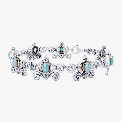 Womens 1/10 CT. T.W. Lab Created White Opal 14K Rose Gold Over Silver Sterling Silver Cinderella Princess 7.5 Inch Tennis Bracelet