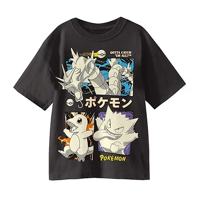 Little & Big Kid Boys Crew Neck Short Sleeve Oversized Pokemon Graphic T-Shirt