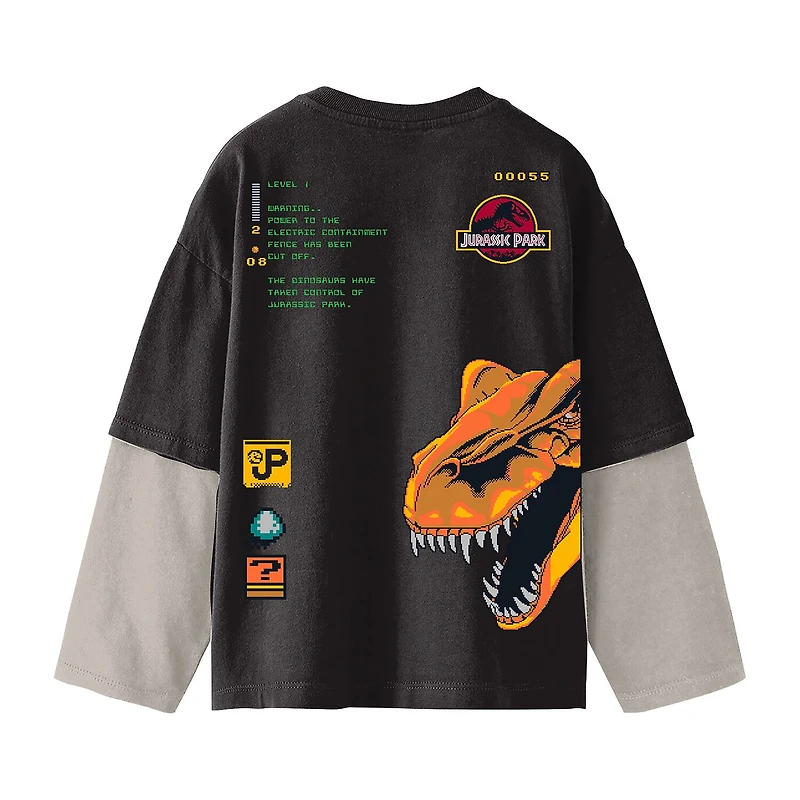 Little & Big Kid Boys Crew Neck Long Sleeve Regular Fit Jurassic World Graphic T-Shirt