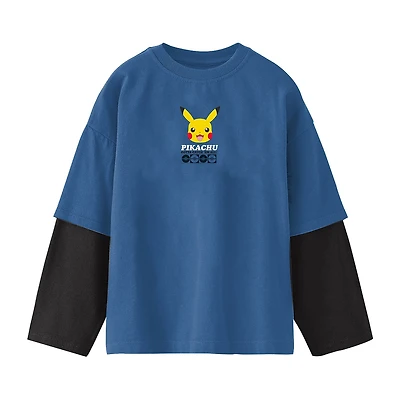 Pikachu Little & Big Kid Boys Crew Neck Long Sleeve Regular Fit Pokemon Graphic T-Shirt
