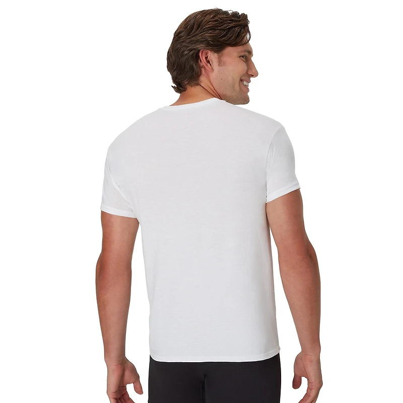Hanes Mens 4 Pack Short Sleeve Crew Neck Moisture Wicking T-Shirt Bonus