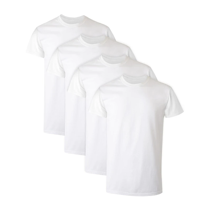 Hanes Mens 4 Pack Short Sleeve Crew Neck Moisture Wicking T-Shirt Bonus