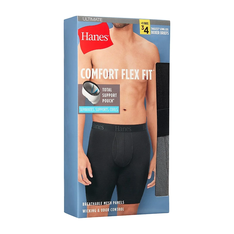 Hanes Mens 4 Pack Support Pouch Boxer Briefs Bonus Ufsll4
