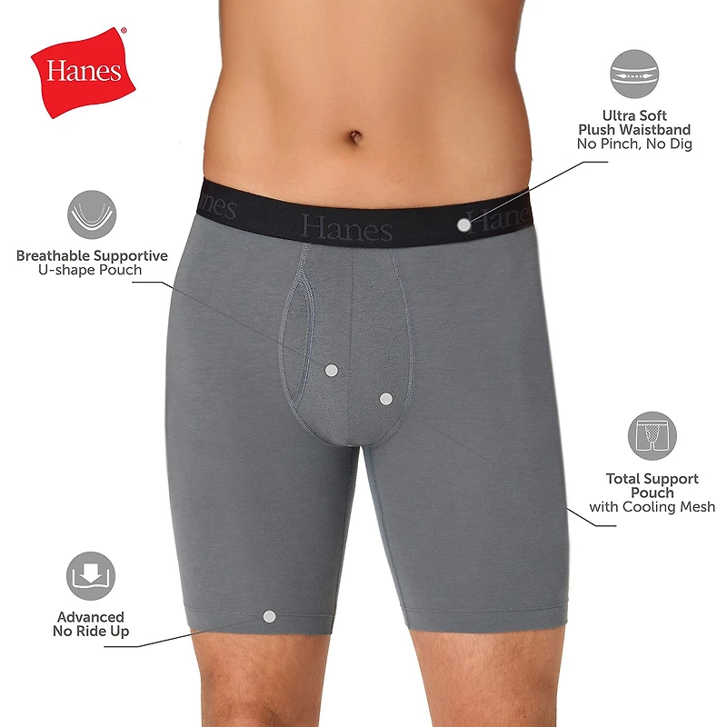 Hanes Mens 4 Pack Support Pouch Boxer Briefs Bonus Ufsll4