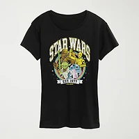 Logo Yoda Chewie Womens Plus Crew Neck Short Sleeve Regular Fit Star Wars Graphic T-Shirt