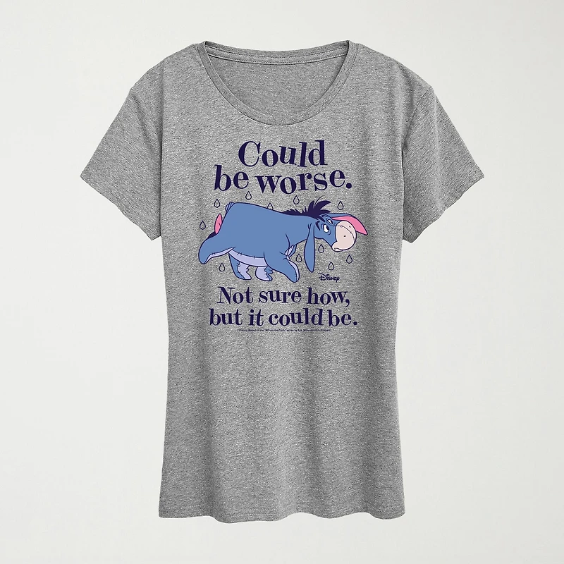 Could Be Worse Eeyore Womens Plus Crew Neck Short Sleeve Regular Fit Graphic T-Shirt