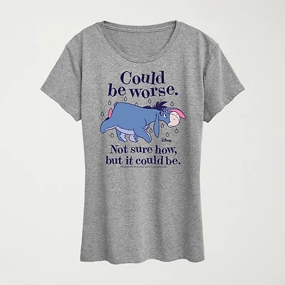 Could Be Worse Eeyore Womens Plus Crew Neck Short Sleeve Regular Fit Graphic T-Shirt