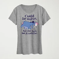 Could Be Worse Eeyore Womens Plus Crew Neck Short Sleeve Regular Fit Graphic T-Shirt