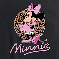 Leopard Print Womens Plus Crew Neck Short Sleeve Regular Fit Minnie Mouse Graphic T-Shirt