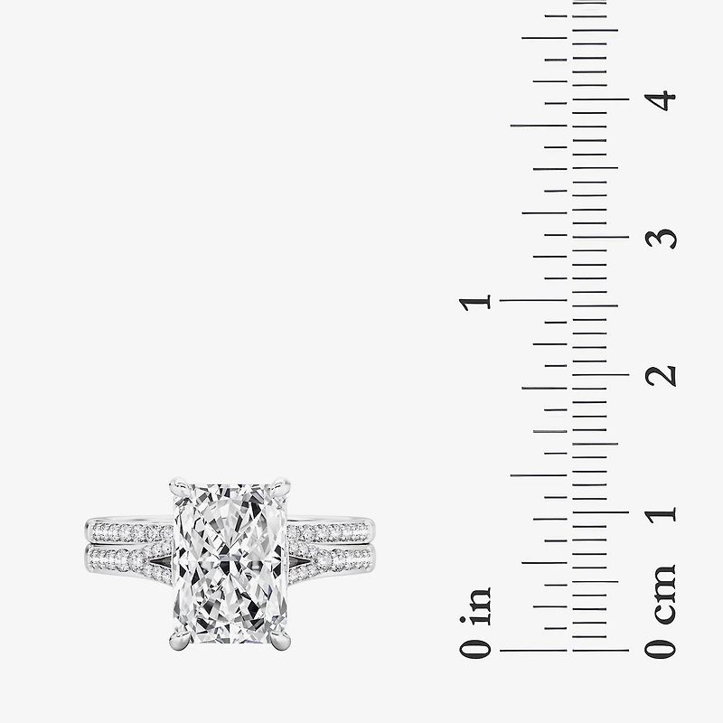 Signature By Modern Bride ( F / Vs2 ) Womens 5 1/2 CT. T.W. Lab Grown White Diamond 10K Gold Rectangular Side Stone Bridal Set