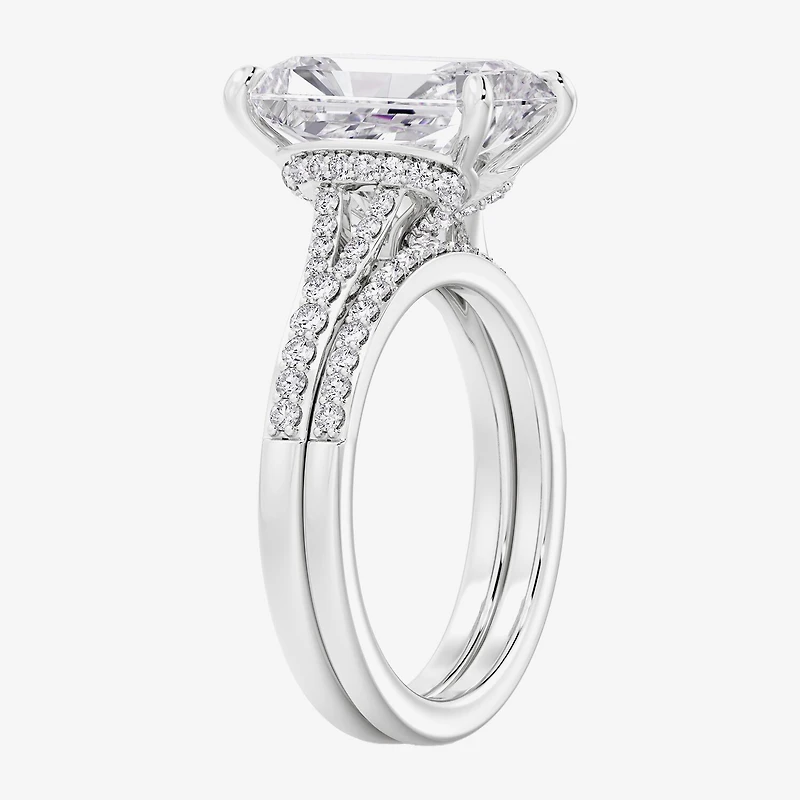 Signature By Modern Bride ( F / Vs2 ) Womens 5 1/2 CT. T.W. Lab Grown White Diamond 10K Gold Rectangular Side Stone Bridal Set