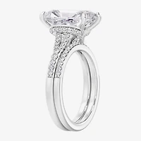 Signature By Modern Bride ( F / Vs2 ) Womens 5 1/2 CT. T.W. Lab Grown White Diamond 10K Gold Rectangular Side Stone Bridal Set