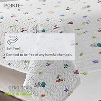 Pointehaven Percale Printed Scroll Design Reversible Quilt Set
