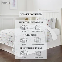 Pointehaven Percale Printed Scroll Design Reversible Quilt Set
