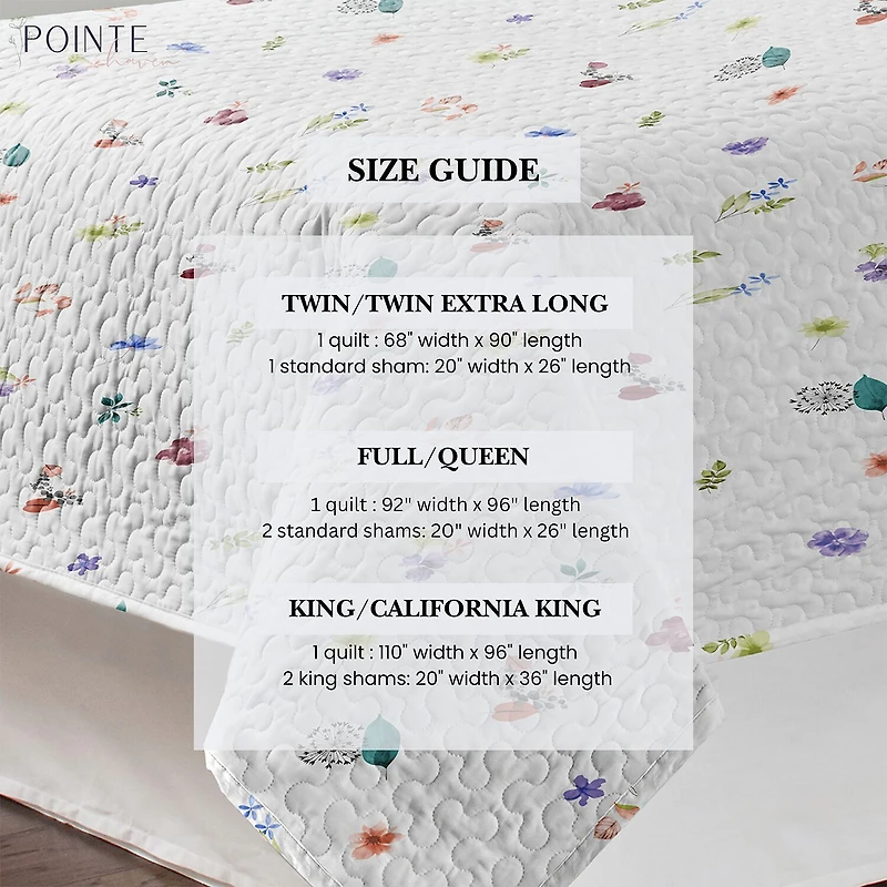 Pointehaven Percale Printed Scroll Design Reversible Quilt Set